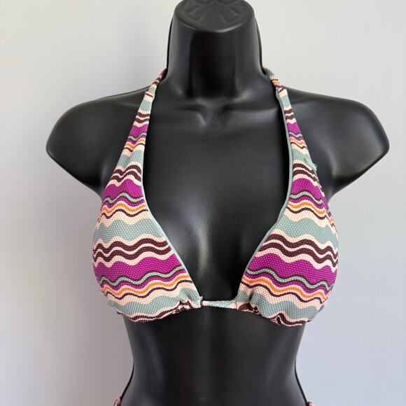Roxy size S Purple Zig‑Zag Wavy Crochet Bikini Top & Bottom set - Picture 2 of 8